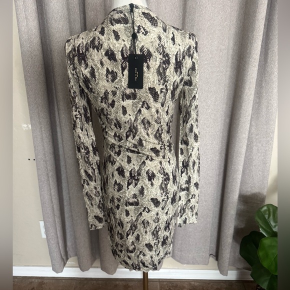 rag & bone Tan Snake Poppy Draped Mini Long Sleeve Dress - Picture 4 of 14